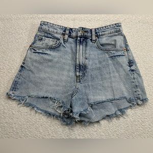 Zara Light Blue Distressed Denim Jean Shorts